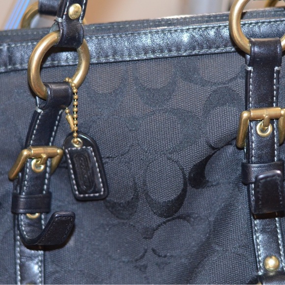 COACH Signature Black Tote Gold Hardware - Picture 3 of 9